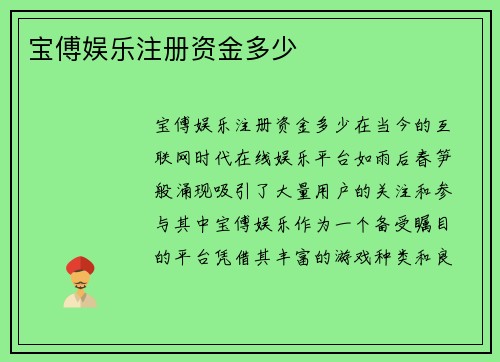 宝傅娱乐注册资金多少